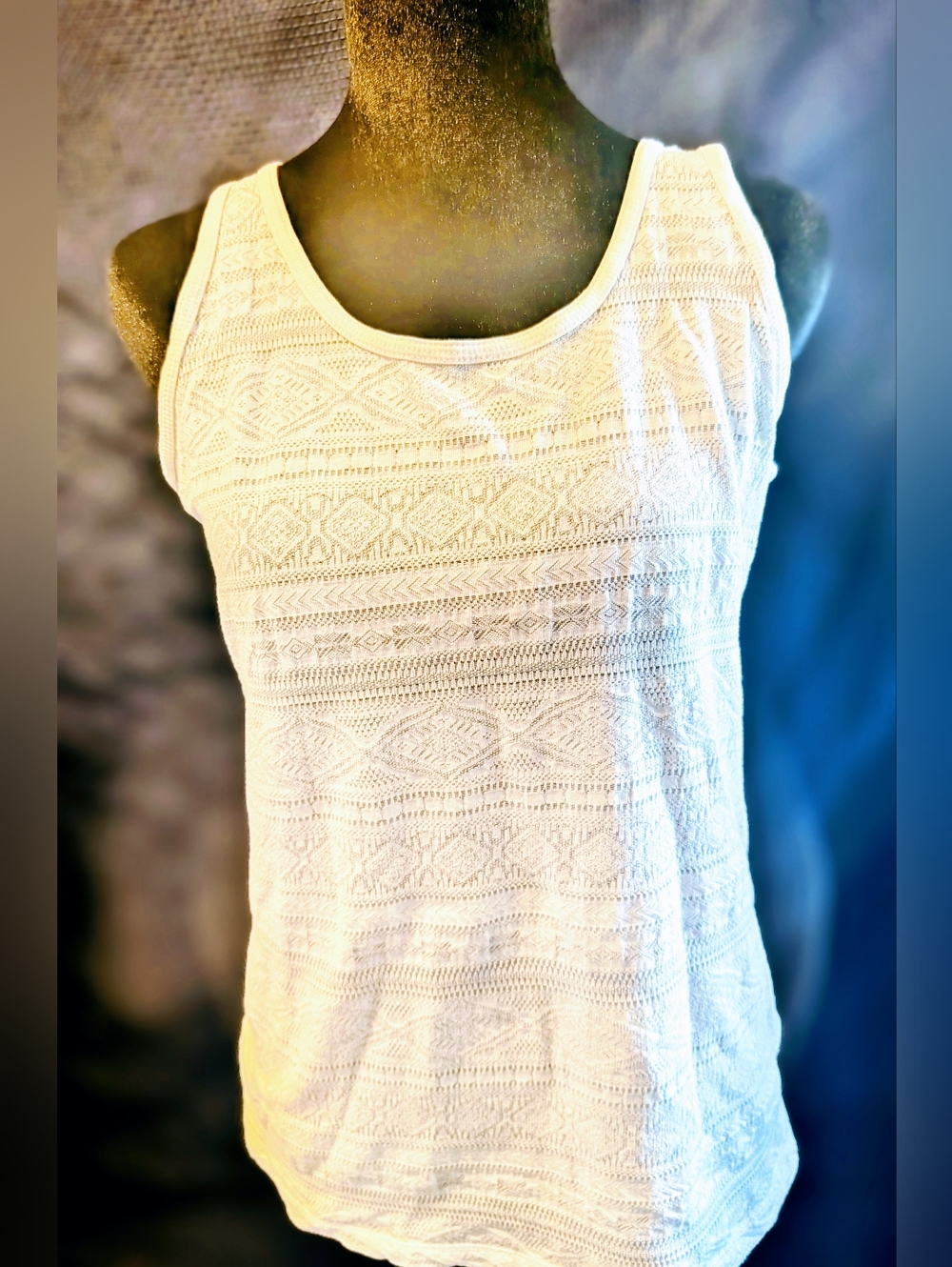 Mossimo Crochet Style White Tank Size L